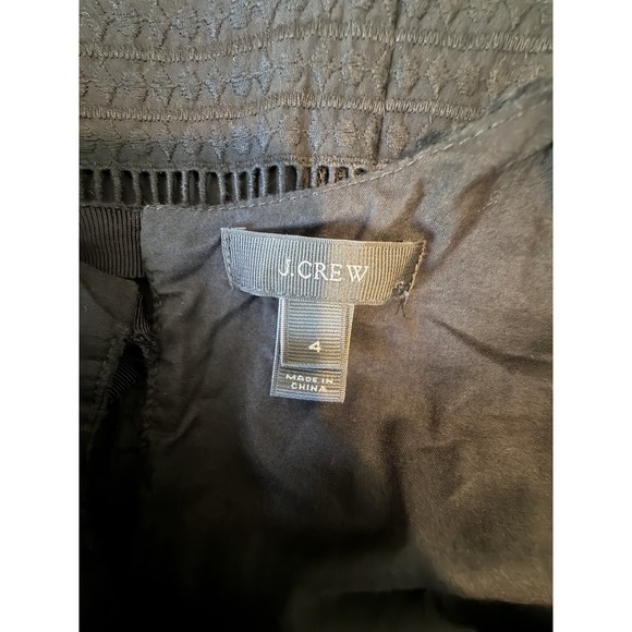 J CREW Women's Black Cotton Eyelet Ruffle Sleeve Dress Size 4 - Picture 6 of 8